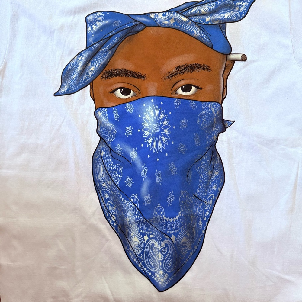 Vintage Tupac 2PAC Men’s Rap Graphic T Shirt White Bandana Thug Life Glow N Dark - Picture 2 of 14